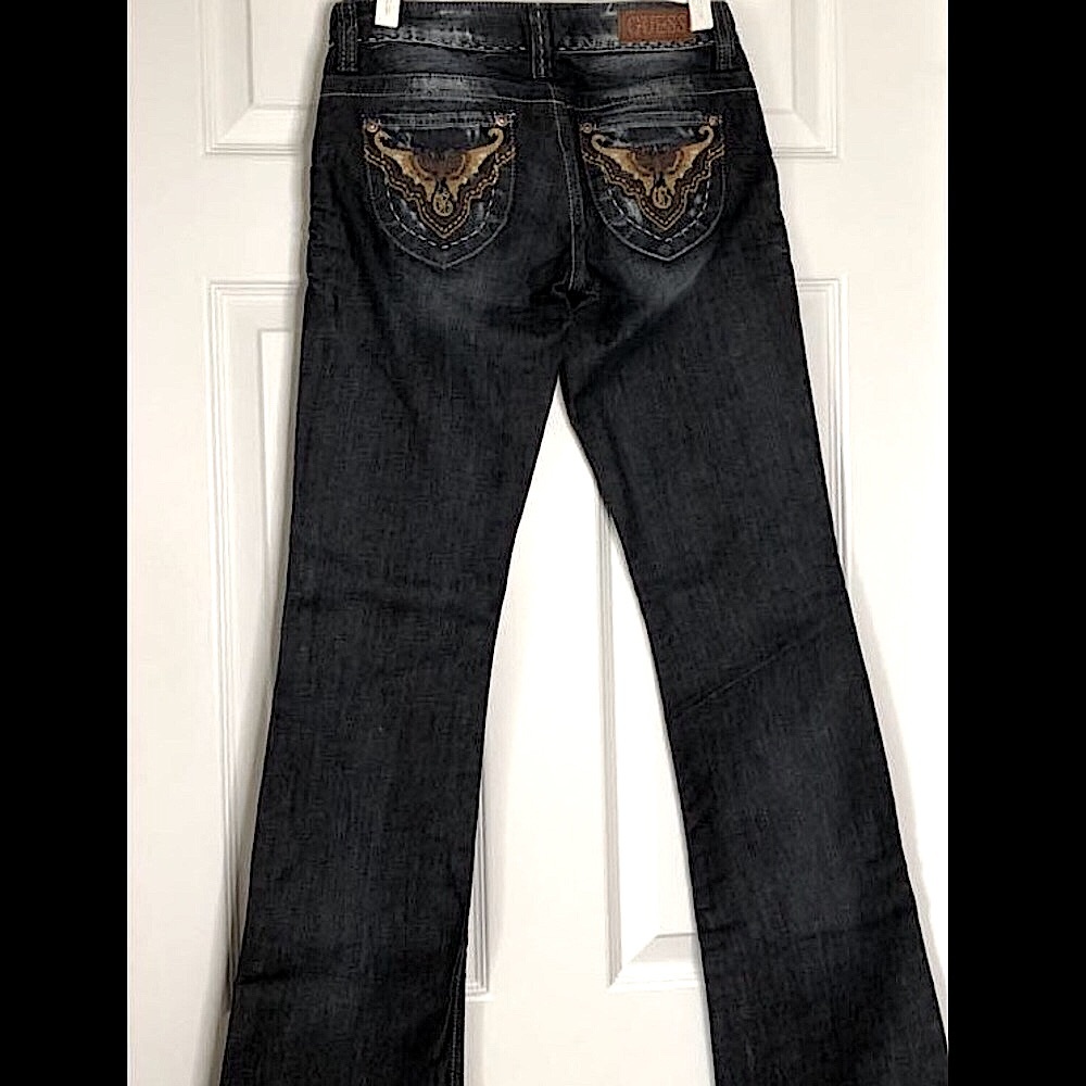 ⭐️ NEW Y2K GUESS LOW RISE JEANS W/ BUTTERFLY EMBROIDERED POCKETS